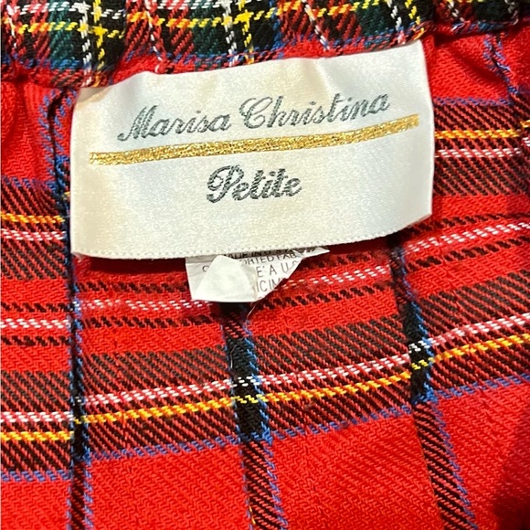 MARISA CHRISTINA PETITES Red Black Plaid Holiday Christmas Pleat Skirt, Size PL - Picture 3 of 5